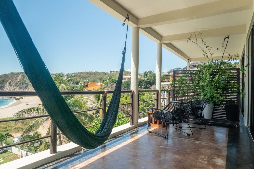 Hammock on a private terrace overlooking Playa Salchi