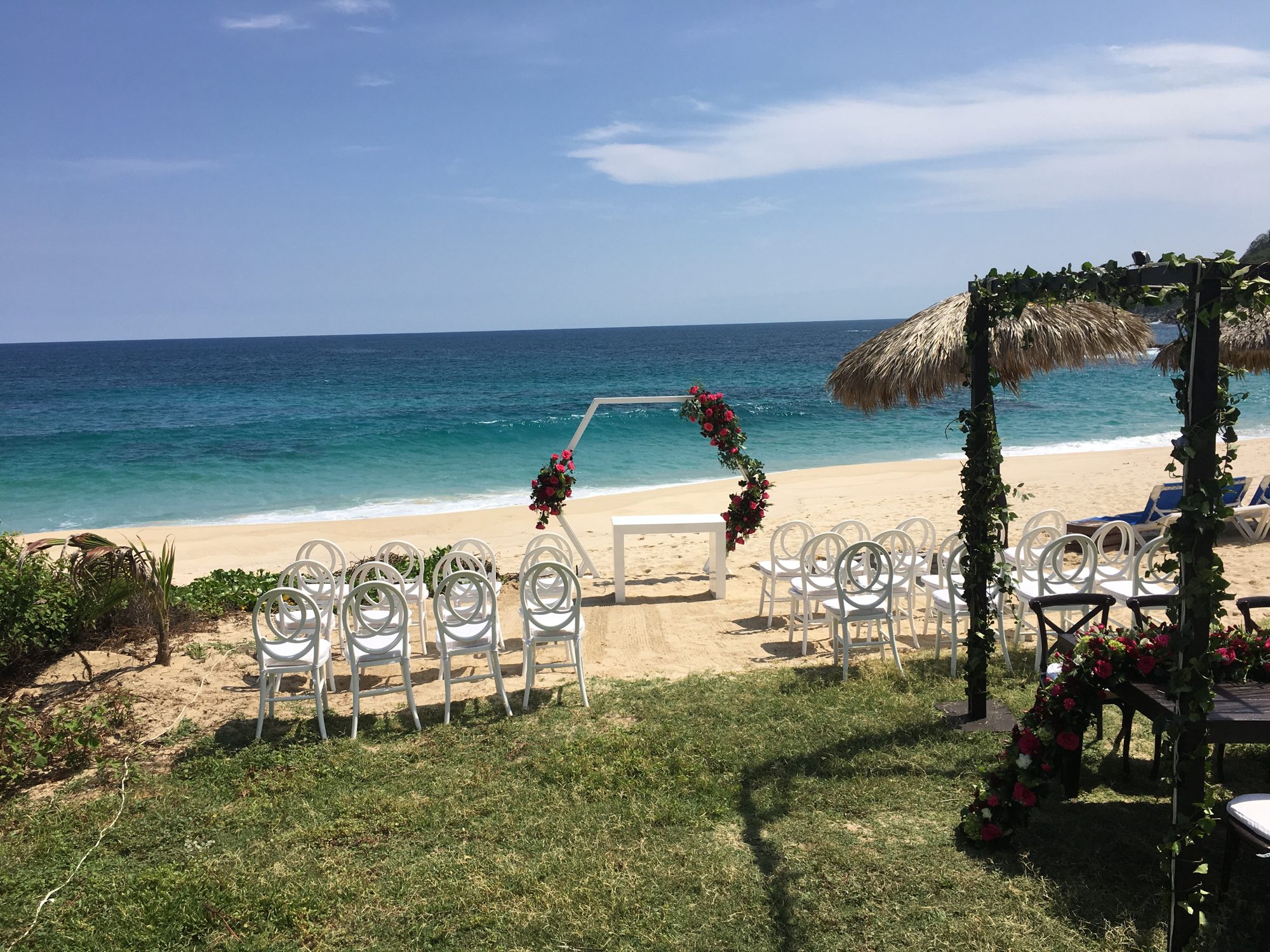Ceremony chairs facing the Pacific